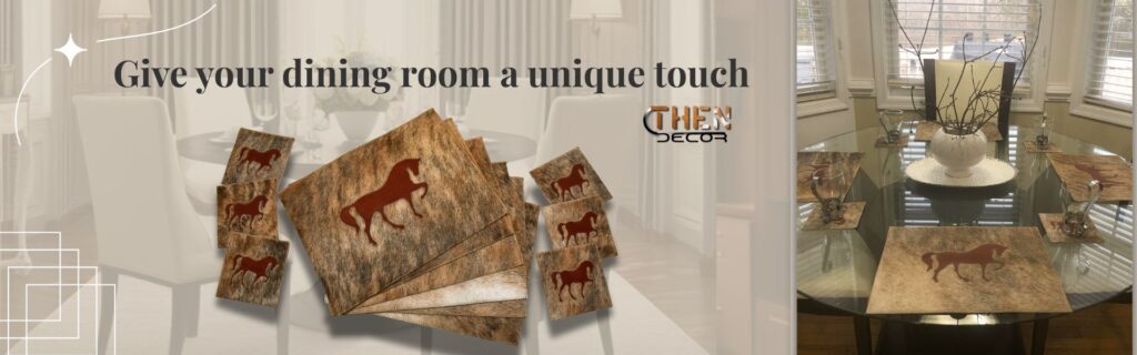 cowhide placemats dining table